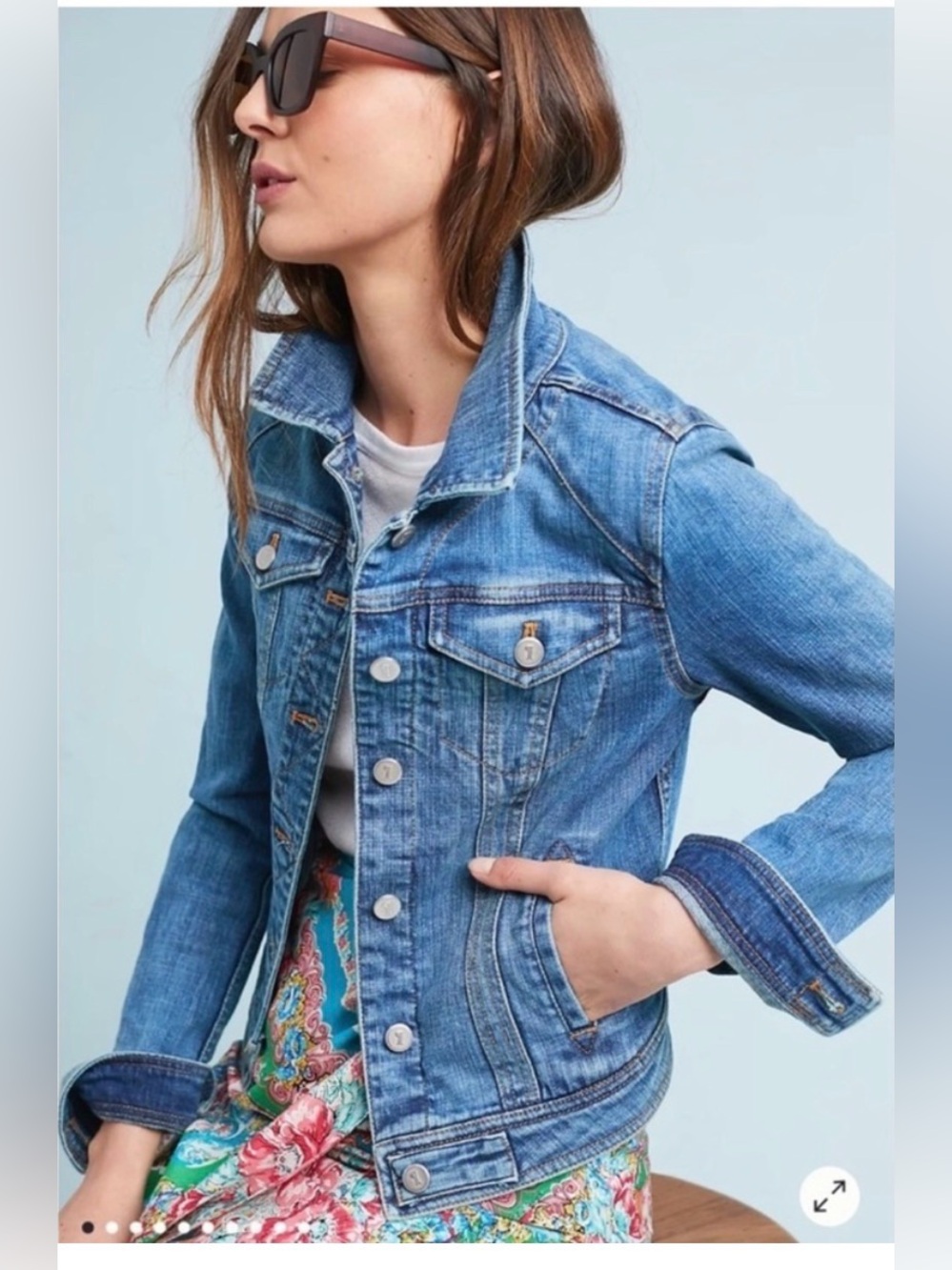 Pilcro and the letterpress Classic Blue cropped Denim jean Jacket small
